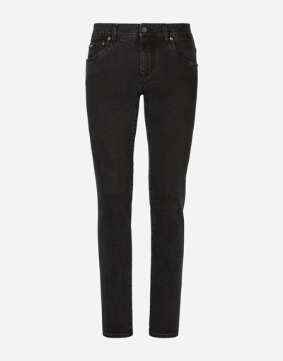 Dolce & Gabbana Washed Skinny Fit Stretch Denim Jeans In Multicolor