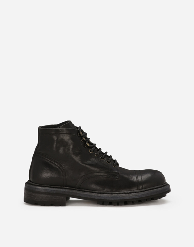 Dolce & Gabbana Leather Ankle Boots In Black