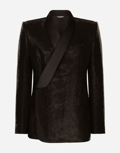 Dolce & Gabbana Sequined Double-breasted Sicilia-fit Tuxedo Jacket In Black