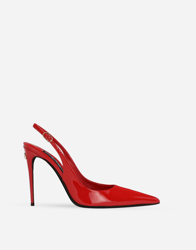 Dolce & Gabbana Patent Leather Slingbacks In Red