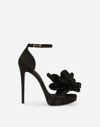 Dolce & Gabbana Keira 105 Satin Bow Sandals In Patent Leather In Black