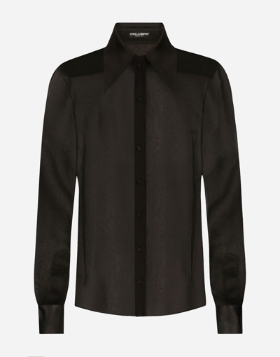 DOLCE & GABBANA SILK CHIFFON SHIRT WITH SATIN DETAILS