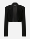 Dolce & Gabbana Cropped Wool-blend Tuxedo Blazer In Black