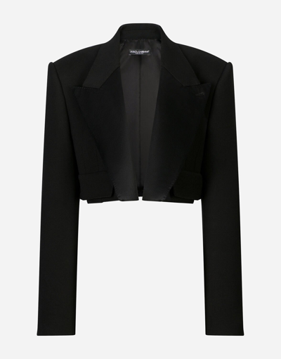 Dolce & Gabbana Short Double Wool Tuxedo Jacket In Black
