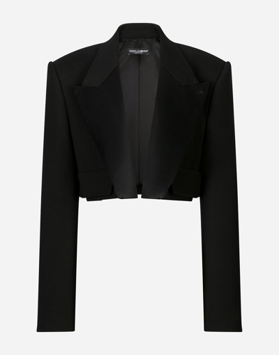 DOLCE & GABBANA SHORT DOUBLE WOOL TUXEDO JACKET