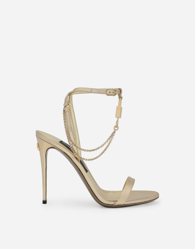 Dolce & Gabbana Calfskin Sandals In Oro_champagne