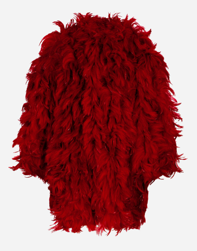 Dolce & Gabbana Organza Coat With Rooster Feather Embellishment In Multicolor