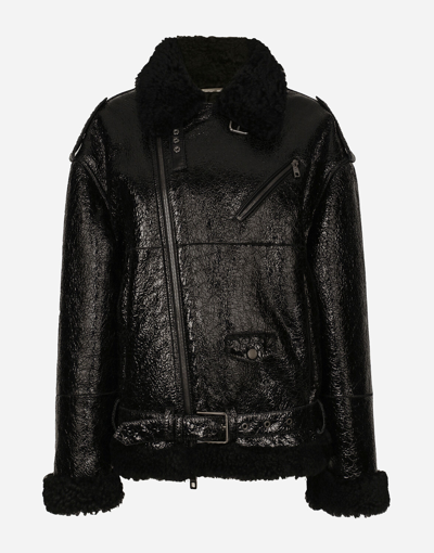 Dolce & Gabbana Shearling Jacket In Black