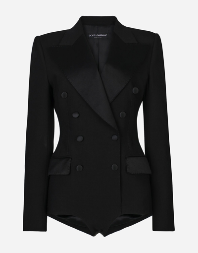 Dolce & Gabbana Double-breasted Tuxedo Jacket Bodysuit In Black
