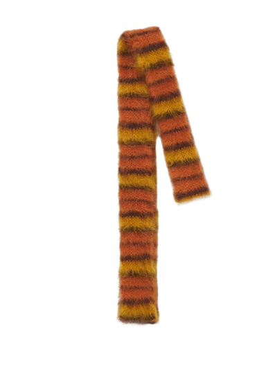 Marni Stripe-pattern Scarf In Rgr20 Lobster