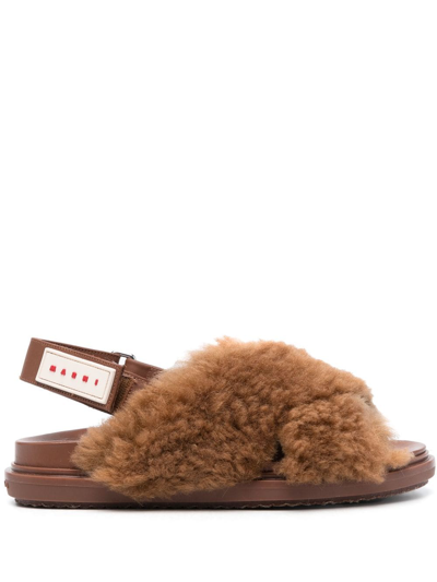 Marni Women Fussbett Shearling Sandals In 00m24