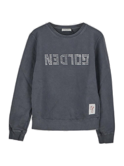 Golden Goose Kids Logo Embellished Crewneck Sweatshirt In Grey