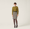 Miu Miu Intarsia Logo Cashmere Cardigan In F0613 Felce