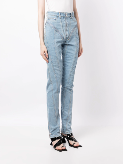 Mugler Spiral Panelled Skinny Jeans In Light Blue 2905