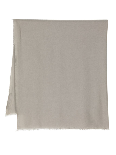 Rick Owens Frayed-edge Cashmere Scarf In 08 Pearl