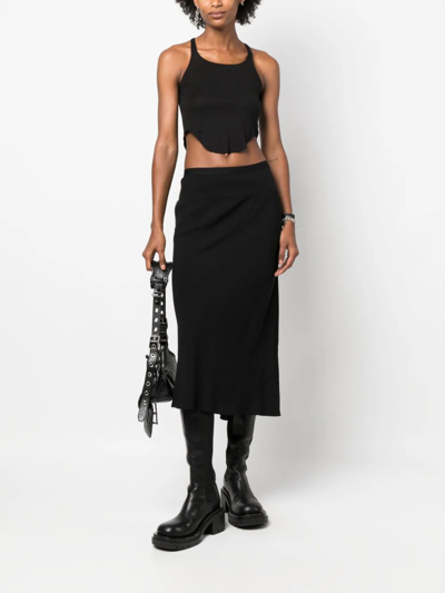 Rick Owens Drkshdw Asymmetric Organic Cropped Tank Top In 09 Black