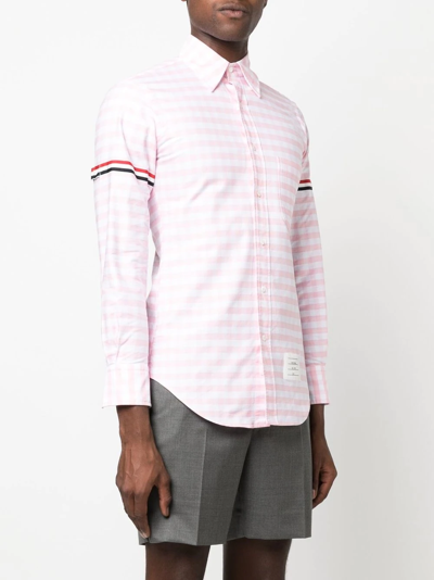 Thom Browne Rwb-stripe Gingham Shirt In Pink