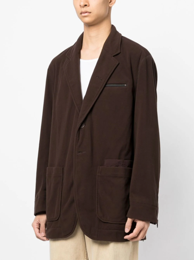 Undercover Single-breasted Zip-detail Blazer In Brown