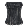 Dion Lee Biker Zipped Leather Corset Top In Black