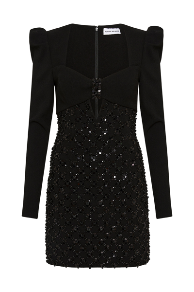 Rebecca Vallance Marie Cutout Embellished Cady Mini Dress In Black