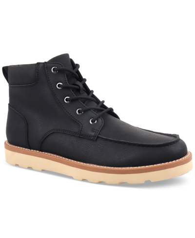 Club Room Men's Clifton Lace-up Moc-toe Boots, Created For Macy's In Black
