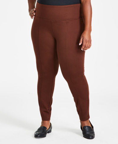 Style & Co Plus Size Pull-on Ponte Knit Pants, Created For Macy's In Grand Brown