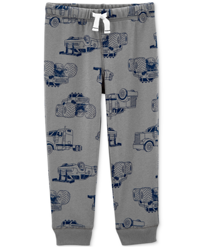 Carter's Kids' Toddler Boys Pull-on Printed Fleece Jogger Pants In Gray