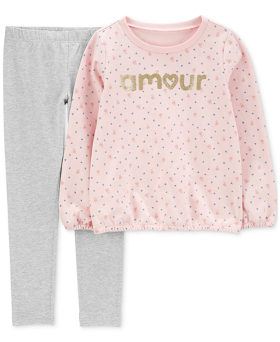 Carter's Kids' Big Girls Amour Top And Leggings, 2 Piece Set In Assorted-st