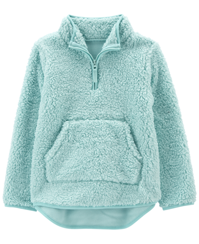 Carter's Kids' Big Girls Faux-sherpa-fleece Pullover Sweater In Blue