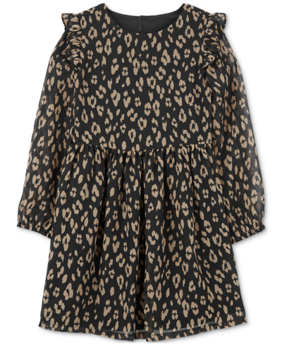 Carter's Big Girls Leopard-print Long-sleeve Taffeta Dress