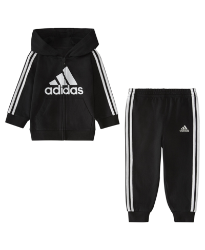 Adidas Originals Baby Boys Hooded French Terry Jacket And Joggers, 2 Piece Set In Black