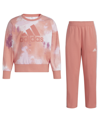 ADIDAS ORIGINALS TODDLER GIRLS PRINTED FRENCH TERRY PULLOVER AND PANT SET, 2-PIECE