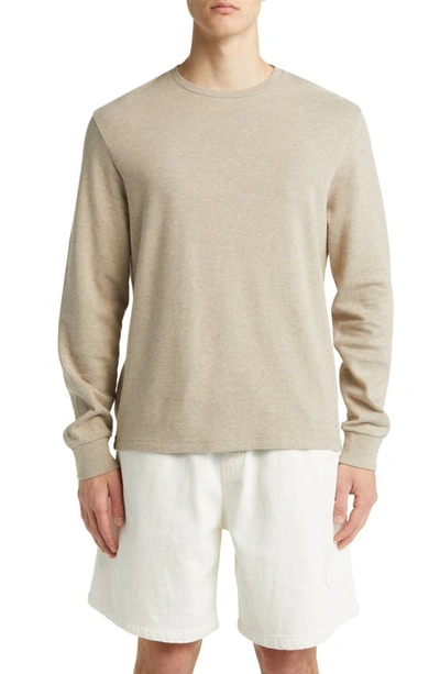 Frame Heathered Long Sleeve T-shirt In Heathered Sand Beige