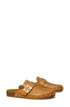 Tory Burch Mellow Logo-plaque Leather Mules In Caramel Corn / Gold
