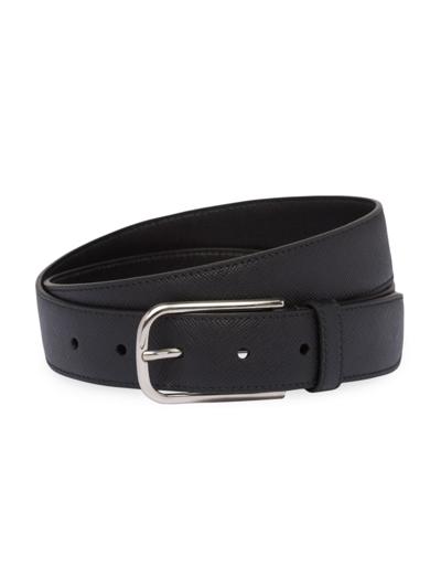 Prada Saffiano Leather Belt In Black