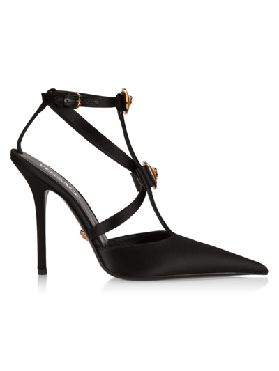 Versace Women's 125mm Medusa Caged Satin Pumps In New