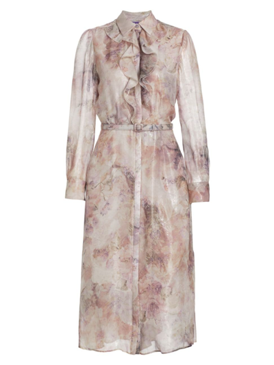 Polo Ralph Lauren Women's Bouquet Floral Chiffon Shirtdress In Lavender  Multi