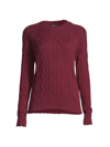 Minnie Rose Women's Cable-knit Sweater In Bordeaux