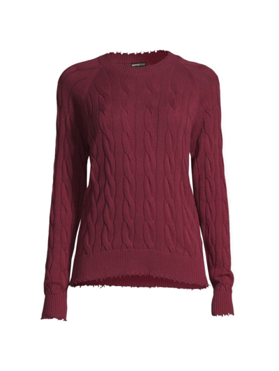 Minnie Rose Women's Cable-knit Jumper In Bordeaux
