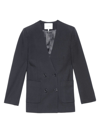 Frame Double Breasted Blazer In Noir