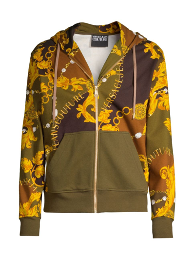 Versace Jeans Couture Men's Chain Couture Zip Hoodie In Green