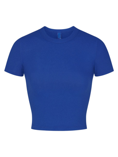 Skims Womens Cobalt Soft Lounge Cropped Stretch-modal T-shirt