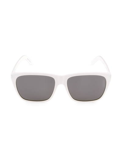 Saint Laurent Men's Classic 57mm Rectangular Sunglasses In White