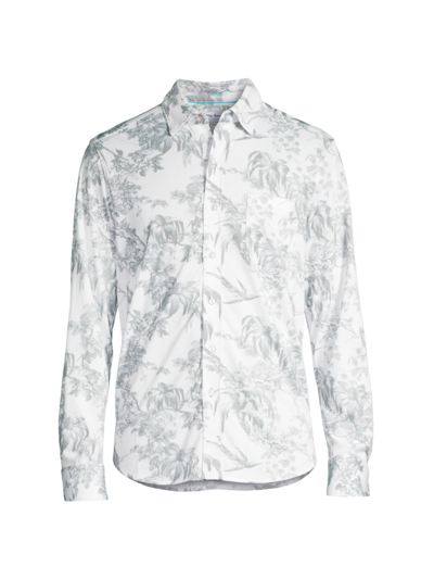 Tommy Bahama San Lucio Canopy Floral Button-up Shirt In Silver Filigree