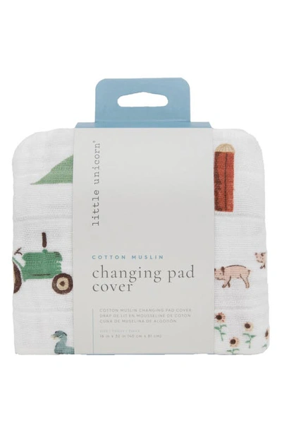 Little Unicorn Cotton Muslin Changing Pad Cover In Farmyard