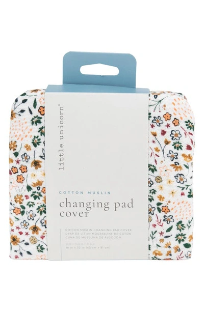Little Unicorn Kids' Cotton Muslin Changing Pad Cover In Pressed Petals