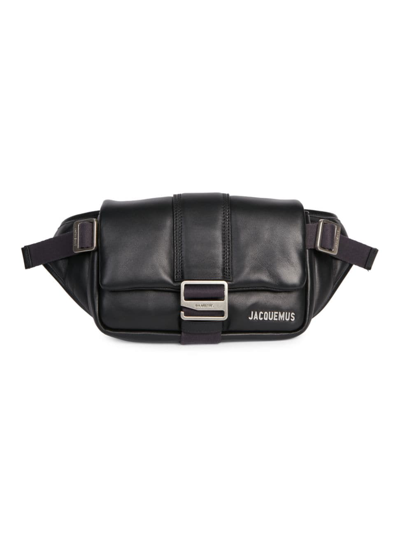 Jacquemus Men's 'la Banane Bambimou' Leather Padded Waist Bag In Black