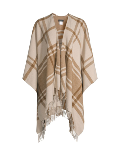 Saks Fifth Avenue Women's Collection Plaid Wool Cape In Nile Brown