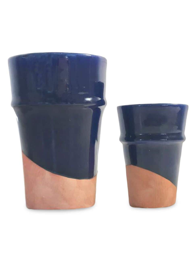 Verve Culture Moroccan Beldi Ceramic Cups In Blue