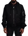 Dolce & Gabbana Black Nylon Hooded Full Zip Men Coat Jacket In Black